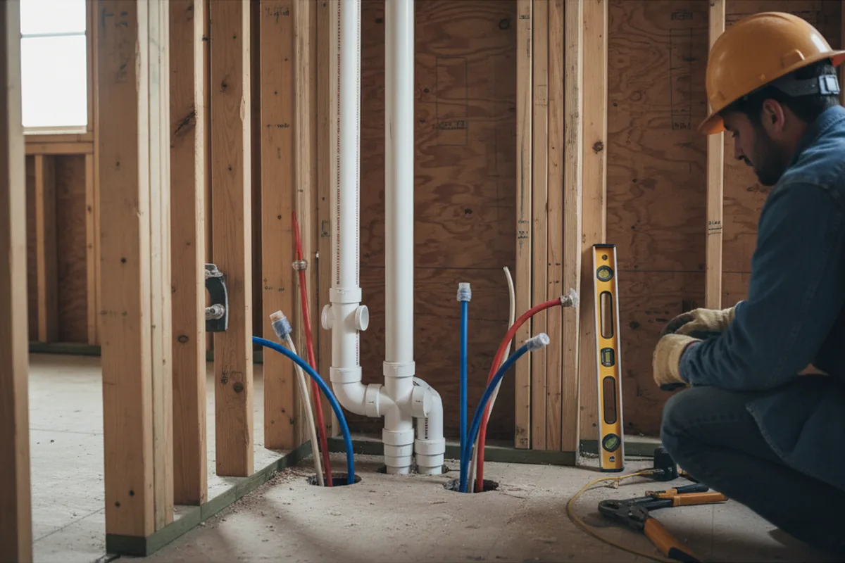 Drain and supply rough-in during Garbage Disposal Repair in Sharon Center